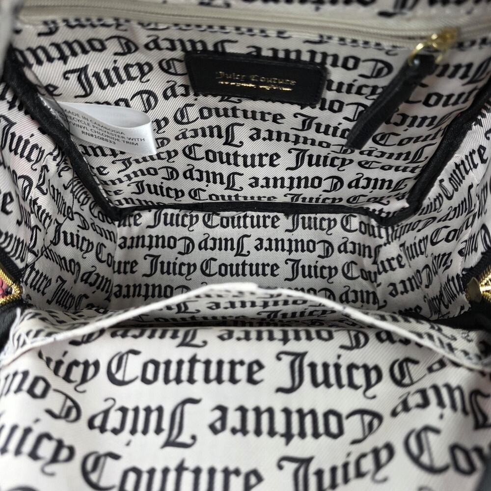 Juicy Couture Backpack Womens Mini Black Floral Rose Print Casual Daypack Zip - Picture 13 of 14